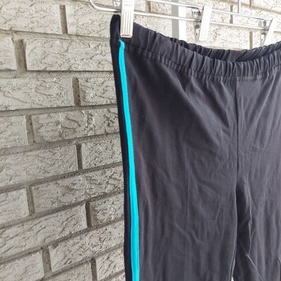 Woman Within Black Cropped Athletic Pants w/Aqua Stripe 14/16 PETITE NWOT - Picture 5 of 7